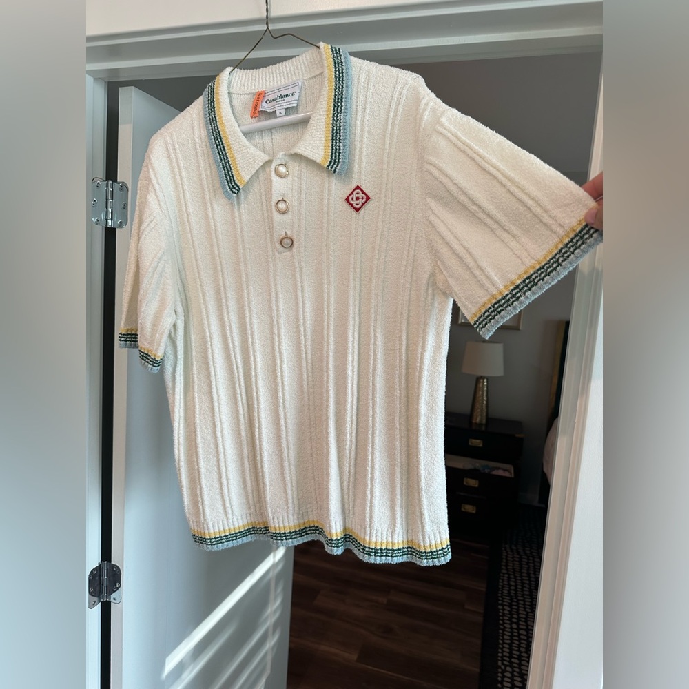 Casablanca Ribbed-Knit Polo Shirt
